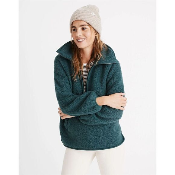 Madewell Women's Green Polartec Fleece Half-Zip Jacket Casual XXS - Picture 2 of 9